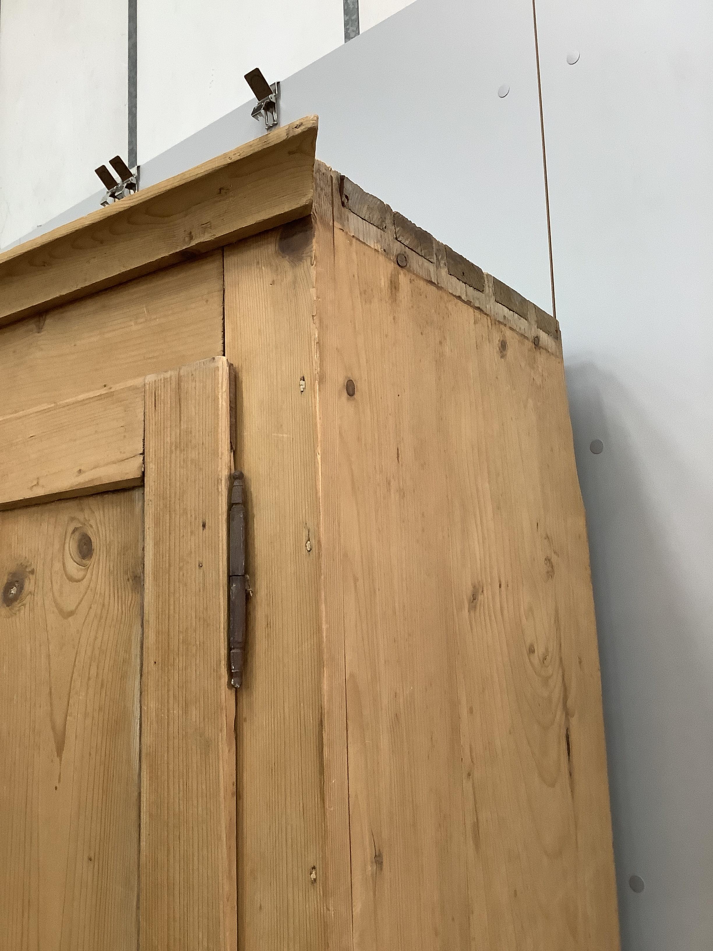 A Victorian pine single door cupboard, width 91cm, depth 46cm, height 191cm